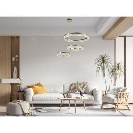 LED kristalni luster s prigušivanjem na sajli THALIA LED/120W/230V 3000-6000K + daljinski upravljač