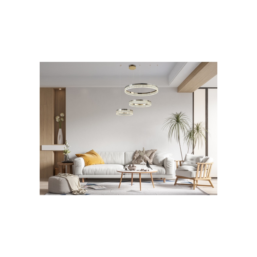 LED kristalni luster s prigušivanjem na sajli THALIA LED/120W/230V 3000-6000K + daljinski upravljač