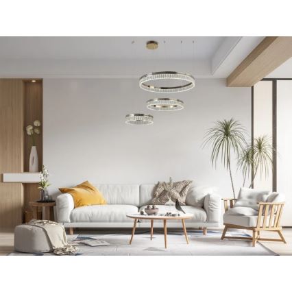 LED kristalni luster s prigušivanjem na sajli THALIA LED/120W/230V 3000-6000K + daljinski upravljač