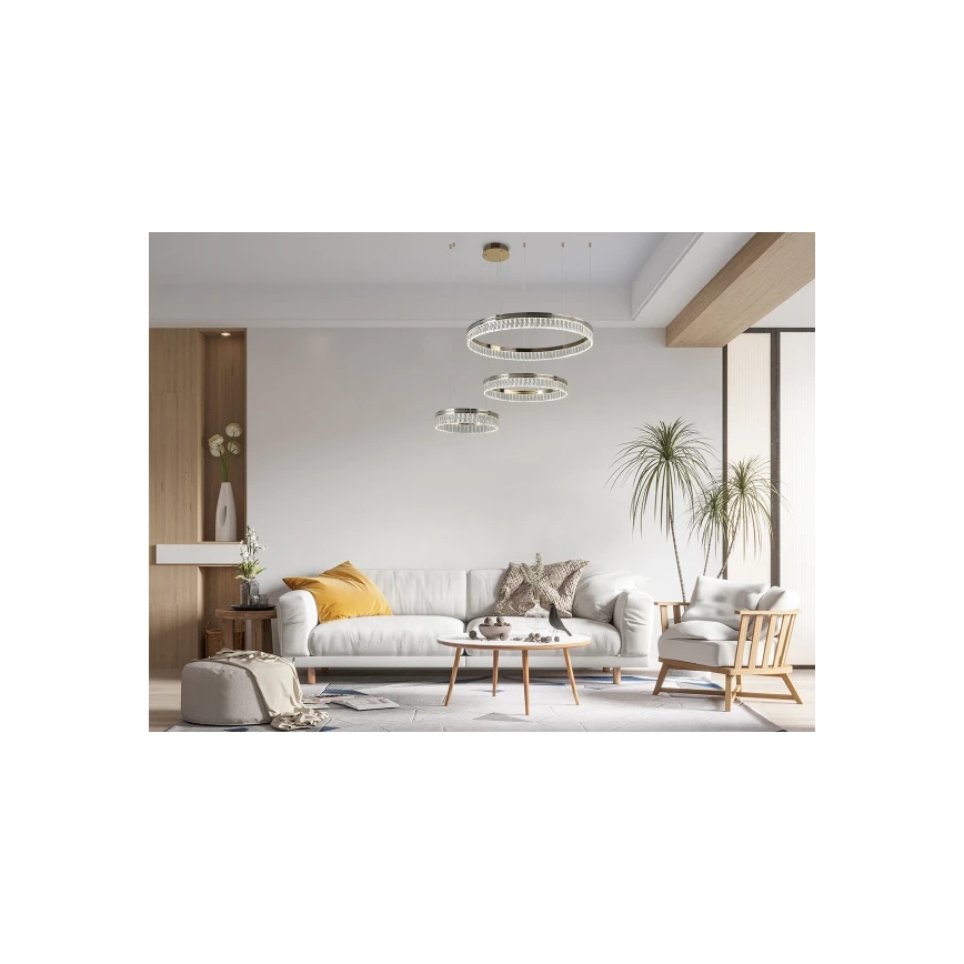 LED kristalni luster s prigušivanjem na sajli THALIA LED/120W/230V 3000-6000K + daljinski upravljač