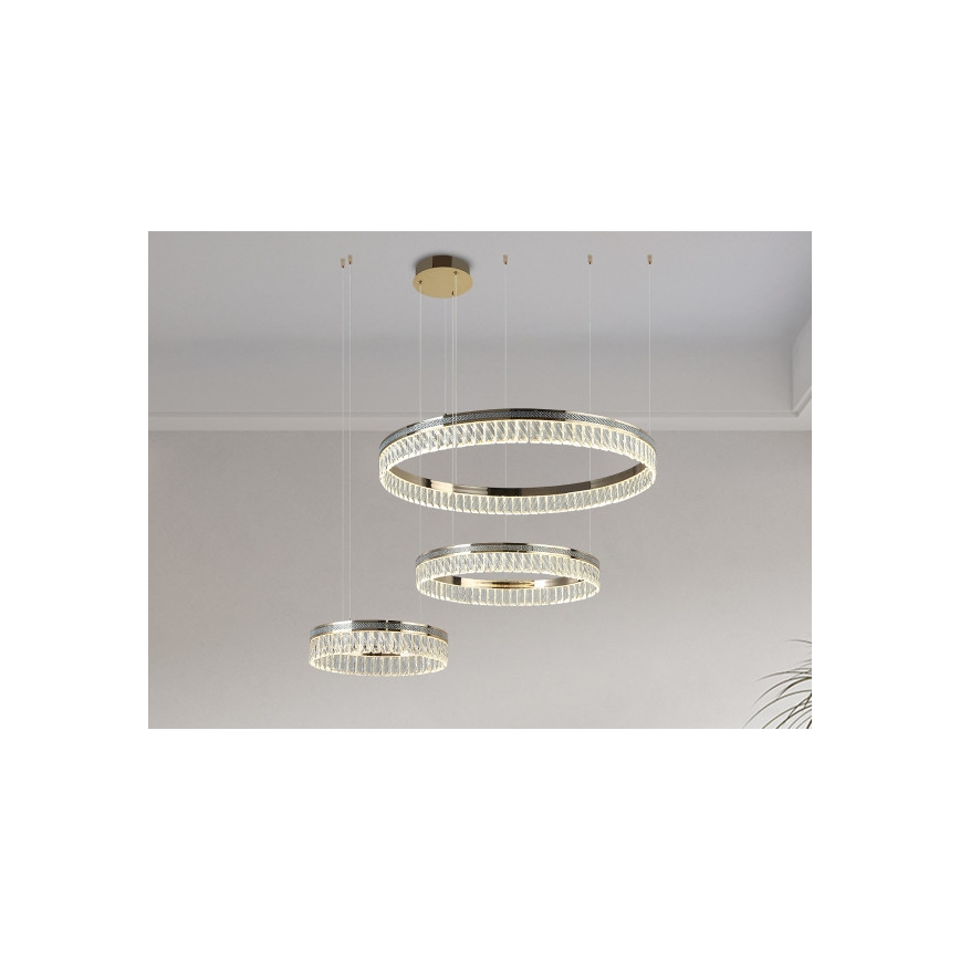 LED kristalni luster s prigušivanjem na sajli THALIA LED/120W/230V 3000-6000K + daljinski upravljač