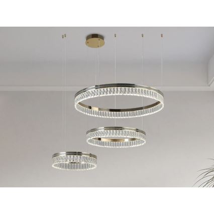 LED kristalni luster s prigušivanjem na sajli THALIA LED/120W/230V 3000-6000K + daljinski upravljač