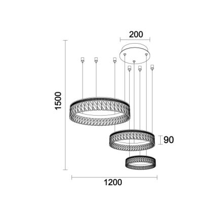 LED kristalni luster s prigušivanjem na sajli THALIA LED/120W/230V 3000-6000K + daljinski upravljač