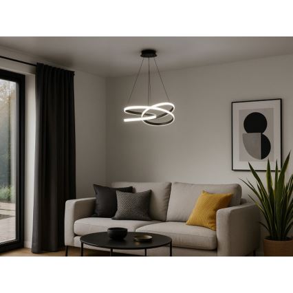 LED luster na sajli s funkcijom prigušivanja LED/90W/230V 3000-6500K promjer 47 cm + daljinski upravljač