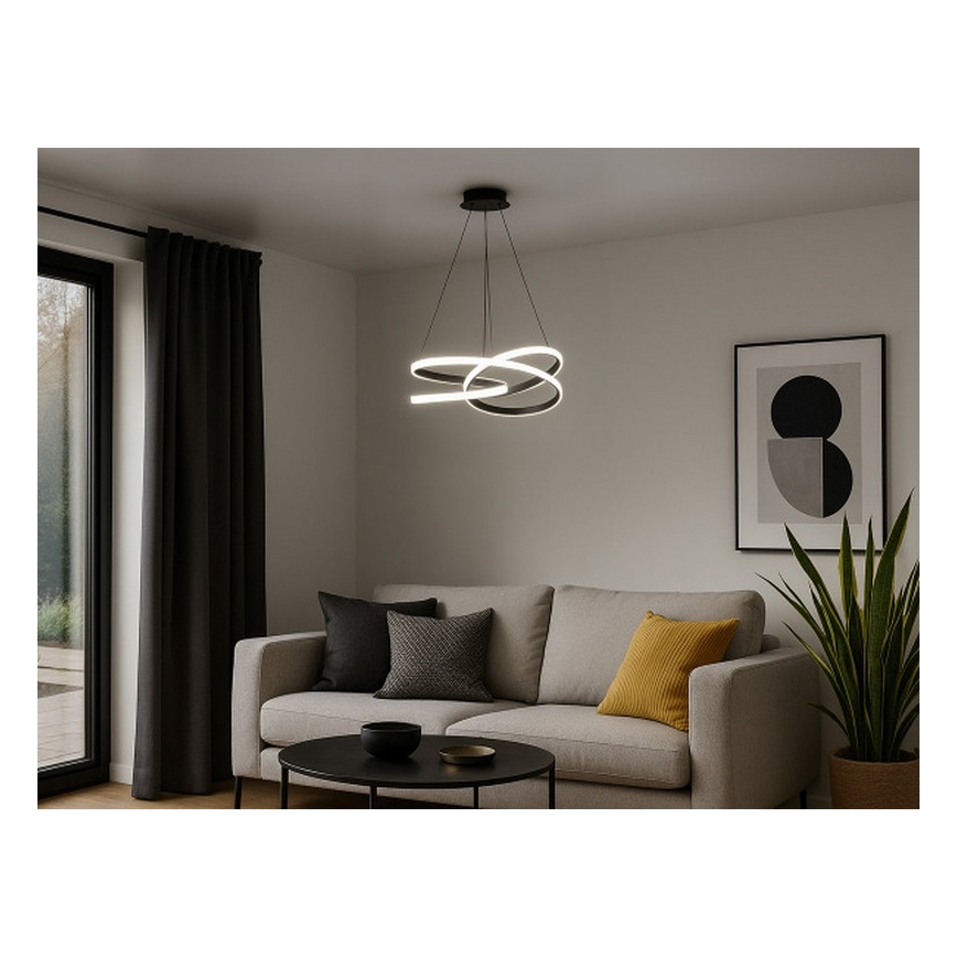 LED luster na sajli s funkcijom prigušivanja LED/90W/230V 3000-6500K promjer 47 cm + daljinski upravljač