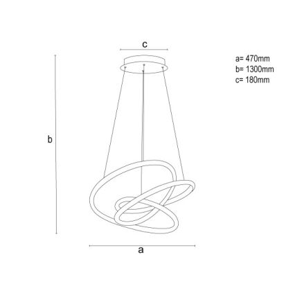 LED luster na sajli s funkcijom prigušivanja LED/90W/230V 3000-6500K promjer 47 cm + daljinski upravljač