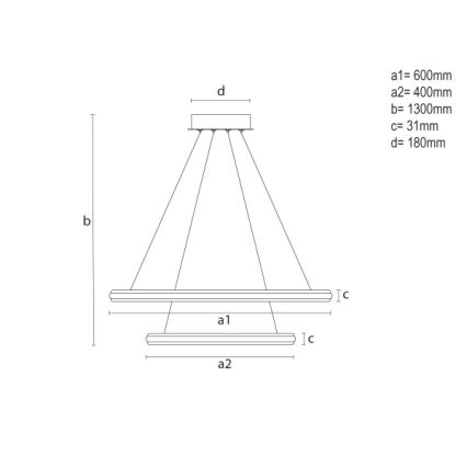 LED luster s mogućnošću prigušivanja na sajli LED/90W/230V 3000-6500K Ø 60 cm + daljinski upravljač