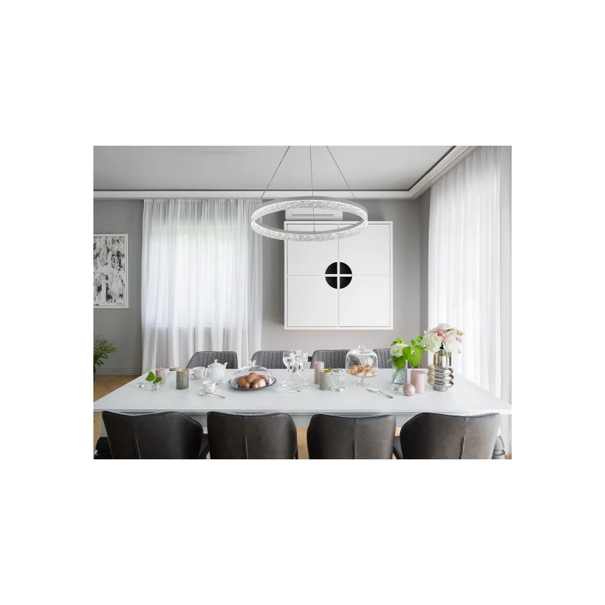 LED luster s mogućnošću prigušivanja na užetu ALIANZ LED/60W/230V 3000-6000K Ø 80 cm + daljinski upravljač