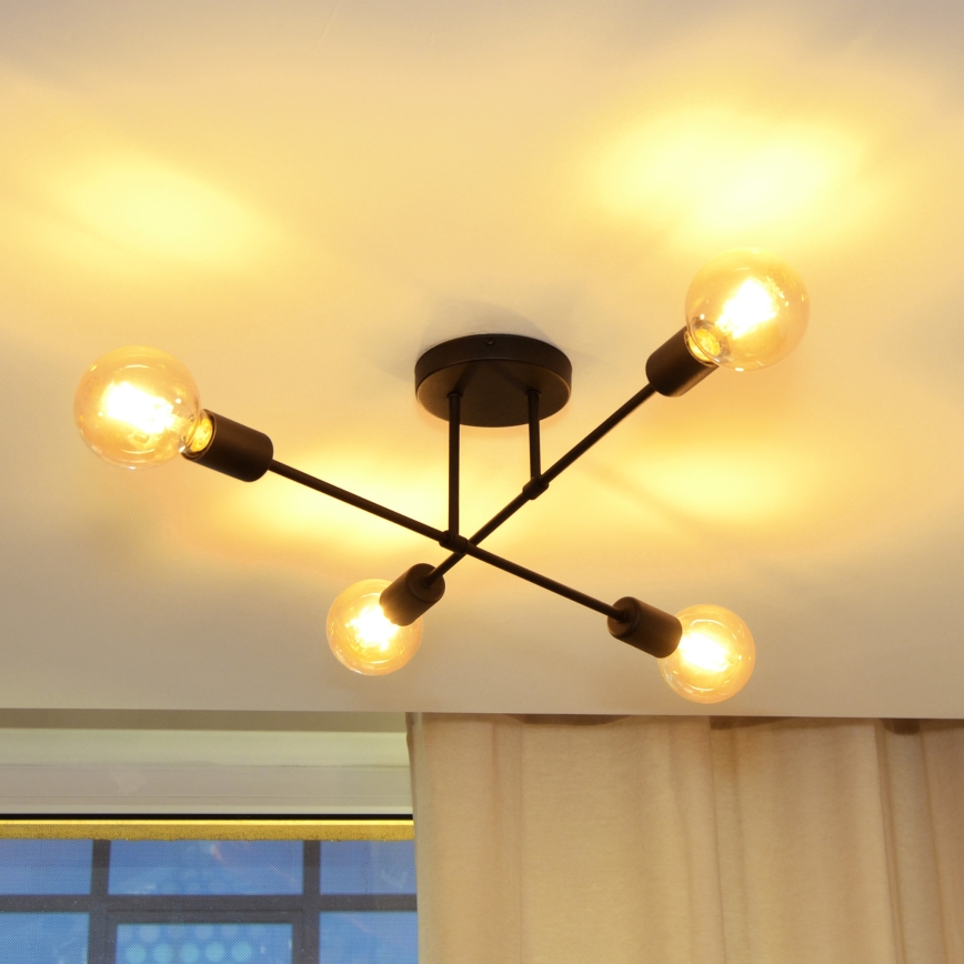 LED Nadgradni luster CAMBRIDGE 4xE27/8W/230V crna