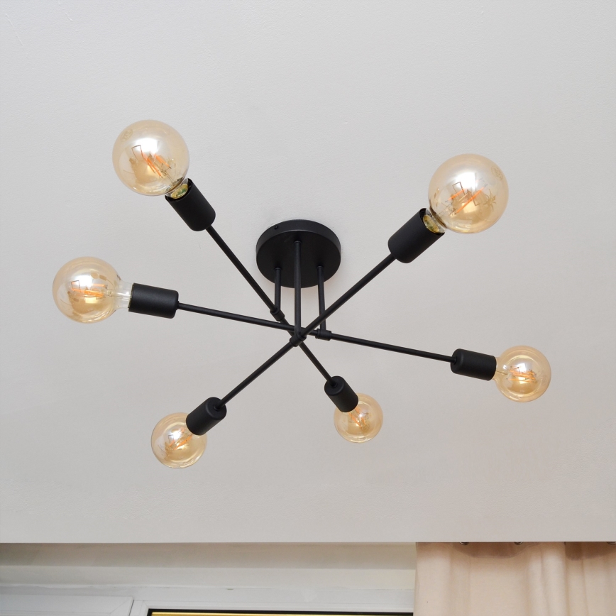 LED Nadgradni luster CAMBRIDGE 6xE27/8W/230V crna