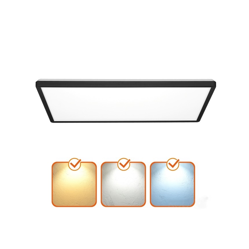 LED Nadgradni panel NIVERA LED/32W/230V IP54 3000/4000/6000K 29,5x59,5 cm crna