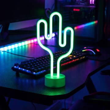 LED neonska stolna dekoracija kaktus LED/2W/3xAA USB