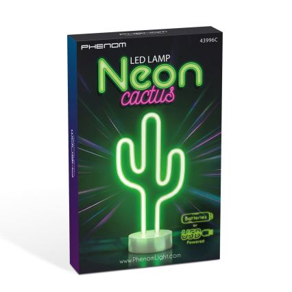 LED neonska stolna dekoracija kaktus LED/2W/3xAA USB