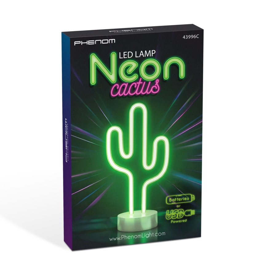 LED neonska stolna dekoracija kaktus LED/2W/3xAA USB