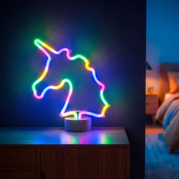 LED neonska stolna dekoracija LED/2W/3xAA USB jednorog
