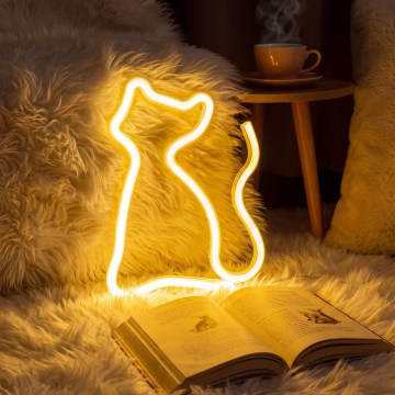 LED neonska stolna dekoracija LED/2W/3xAA USB mačka