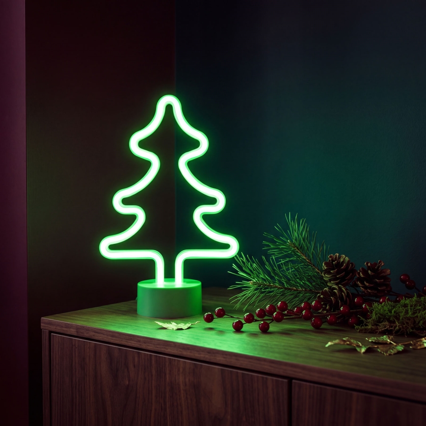 LED neonska stolna dekoracija LED/2W/3xAA USB stablo