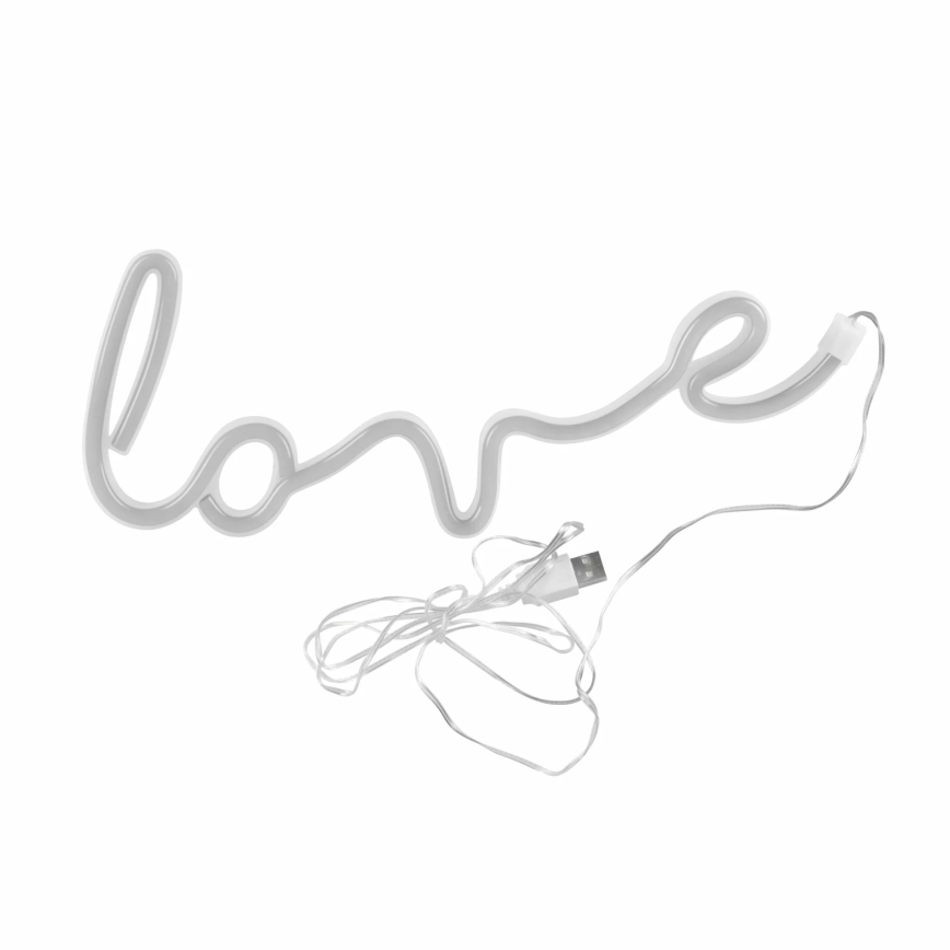 LED Neonska zidna dekoracija LOVE LED/3W/3xAA USB crvena