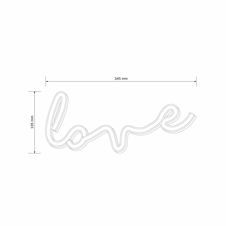 LED Neonska zidna dekoracija LOVE LED/3W/3xAA USB crvena