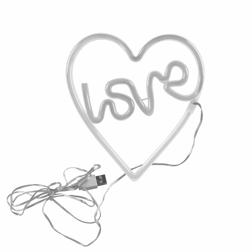 LED Neonska zidna dekoracija LOVE LED/3W/3xAA USB ružičasta