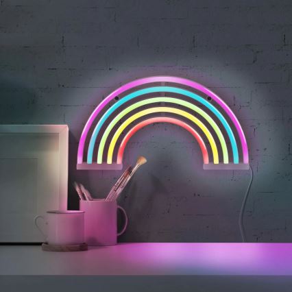 LED Neonska zidna dekoracija RAINBOW LED/3W/3xAA USB multicolor