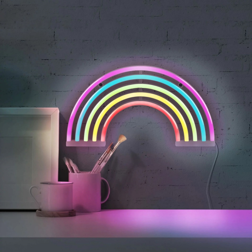LED Neonska zidna dekoracija RAINBOW LED/3W/3xAA USB multicolor