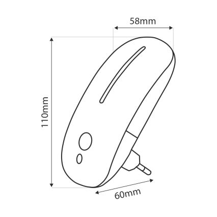 LED Noćno svjetlo sa senzorom LED/1W/230V bijela