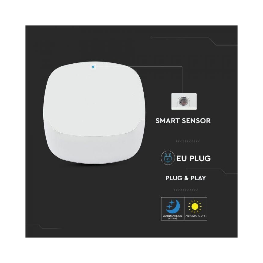 LED Noćno svjetlo sa senzorom SAMSUNG CHIP LED/0,5W/230V 65mm 3000K uglasto