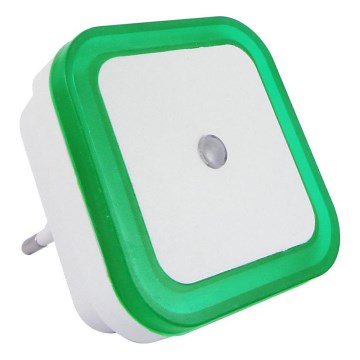 LED noćno svjetlo sa senzorom sumraka LED/0,5W/230V zeleno