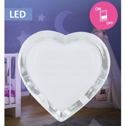 LED Noćno svjetlo za utičnicu 0,4W/230V bijelo srce