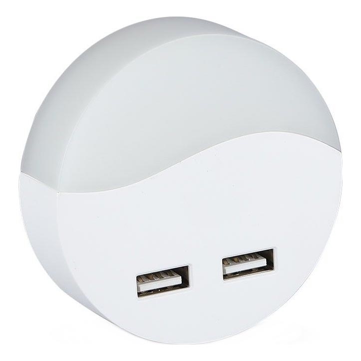 LED Noćno svjetlo za utičnicu sa senzorom za dan/noć 2xUSB LED/0,45W/230V 3000K