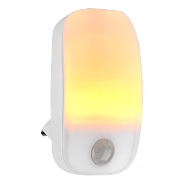 LED orijentacijsko svjetlo s senzorom pokreta i sumraka za utičnicu LED/0,55W/230V bijela