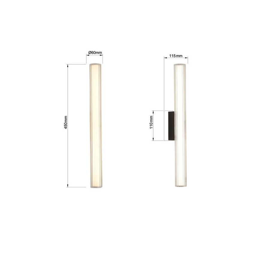 LED kupaonsko osvjetljenje za ogledalo LINEA LED/8W/230V 3000/4000/6000K IP44 45 cm crno