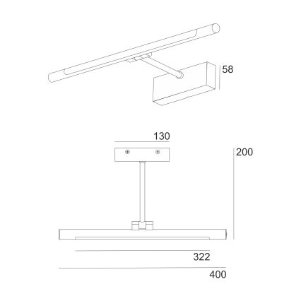 LED osvjetljenje za kupaonsko ogledalo MIRROR LED/6W/230V 4000K IP44 40 cm crna