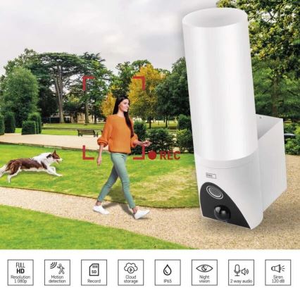 LED Pametna vanjska kamera sa svjetlom GoSmart LED/12W/230V IP65 Wi-Fi Tuya bijela