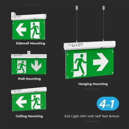 LED Panik svjetiljka EMERGENCY EXIT LED/2,5W/230V 4u1 6000K