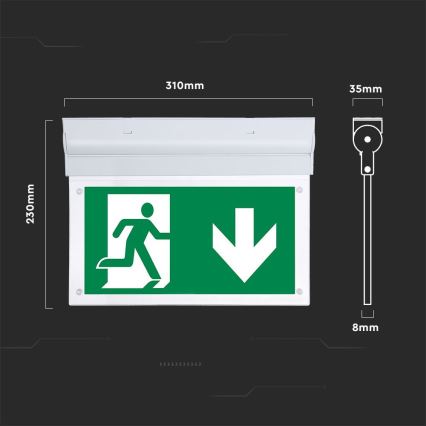 LED Panik svjetiljka EMERGENCY EXIT SAMSUNG CHIP LED/2W/230V 6000K