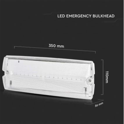 LED Panik svjetiljka s redovitim testom funkcionalnosti EMERGENCY EXIT LED/3W/230V 6400K IP65