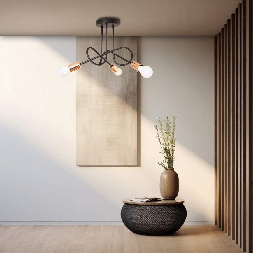 LED plafonska svjetiljka OXFORD 3xE27/15W/230V crna