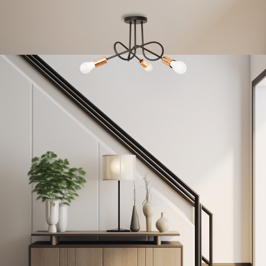 LED plafonska svjetiljka OXFORD 3xE27/15W/230V crna