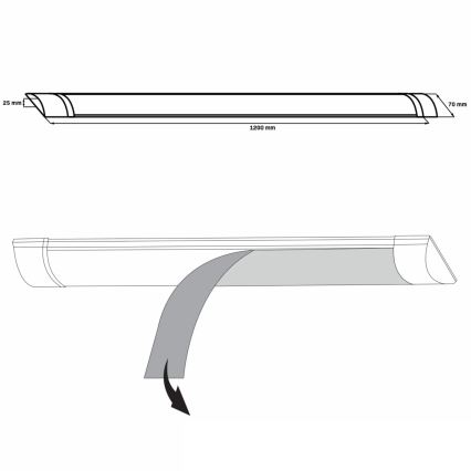 LED Podelementna svjetiljka LED/36W/230V 4000K 120 cm bijela