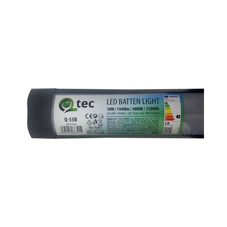 LED Podelementna svjetiljka QTEC LED/18W/230V 60 cm crna