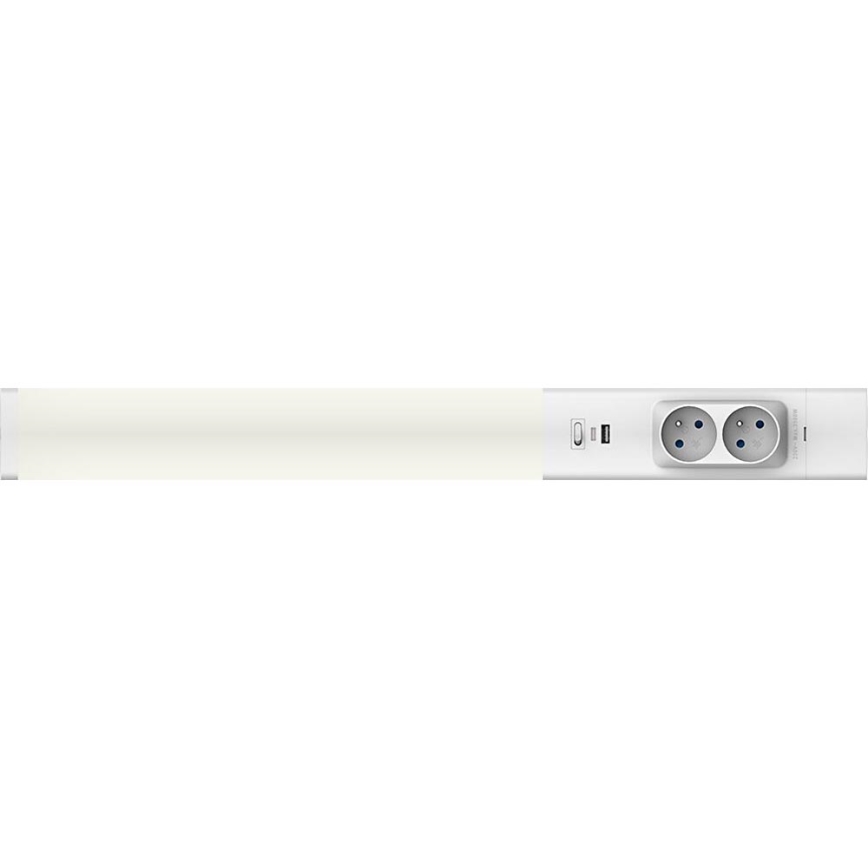 LED Podelementna svjetiljka s utičnicama i USB portovima LED/18W/230V 4000K srebrna