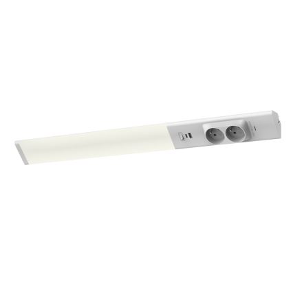 LED Podelementna svjetiljka s utičnicama i USB portovima LED/18W/230V 4000K srebrna