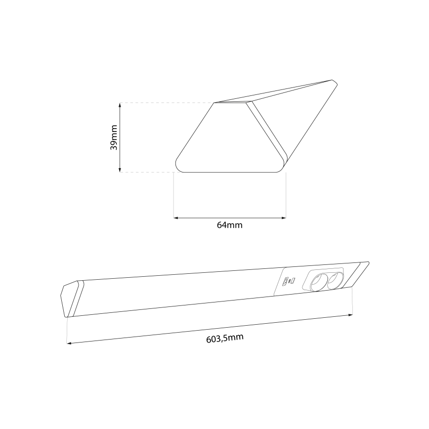 LED Podelementna svjetiljka s utičnicama i USB portovima LED/18W/230V 4000K srebrna