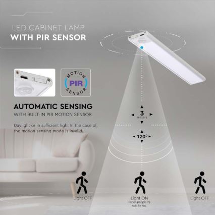 LED Podelementna svjetiljka sa senzorom LED/1,5W/5V 1500 mAh 3000K