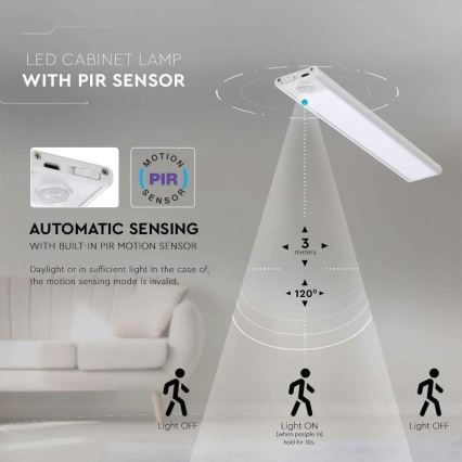 LED Podelementna svjetiljka sa senzorom LED/1,5W/5V 1500 mAh 4000K