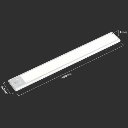 LED Podelementna svjetiljka sa senzorom LED/1,5W/5V 1500 mAh 4000K