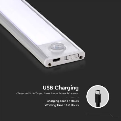 LED Podelementna svjetiljka sa senzorom LED/2,5W/5V 4000K 3000 mAh