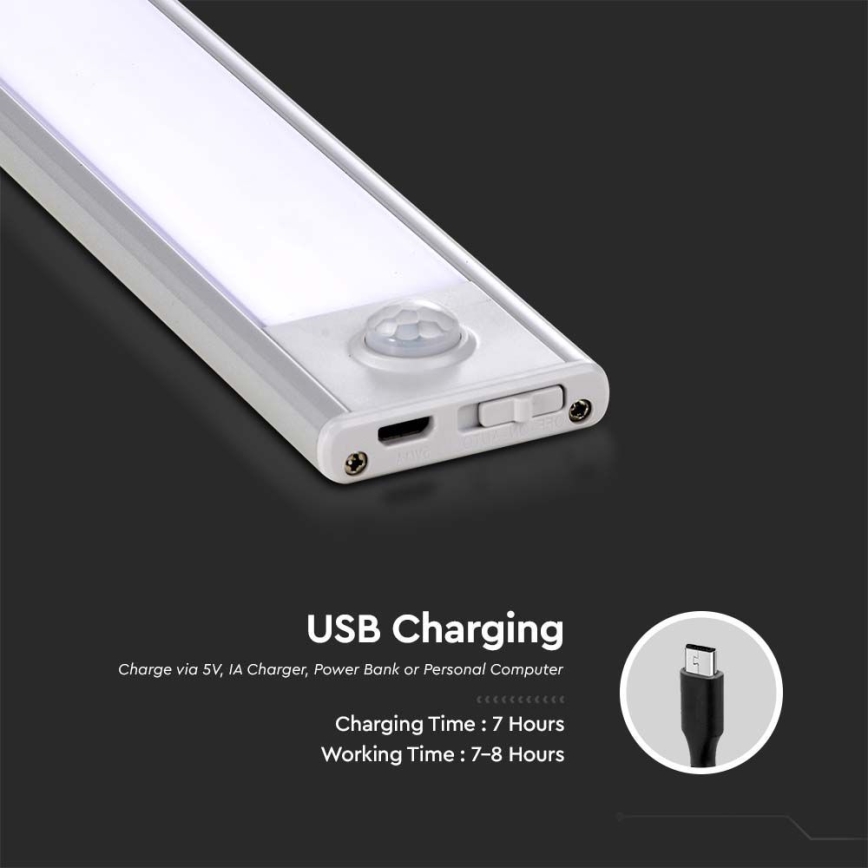 LED Podelementna svjetiljka sa senzorom LED/2,5W/5V 4000K 3000 mAh